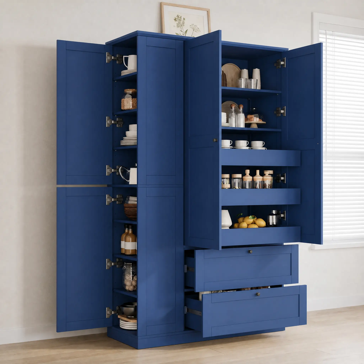 TOPMAX 73.6" Tall Farmhouse Kitchen Pantry Cabinet with 8 Shelves by HouseOfZazla