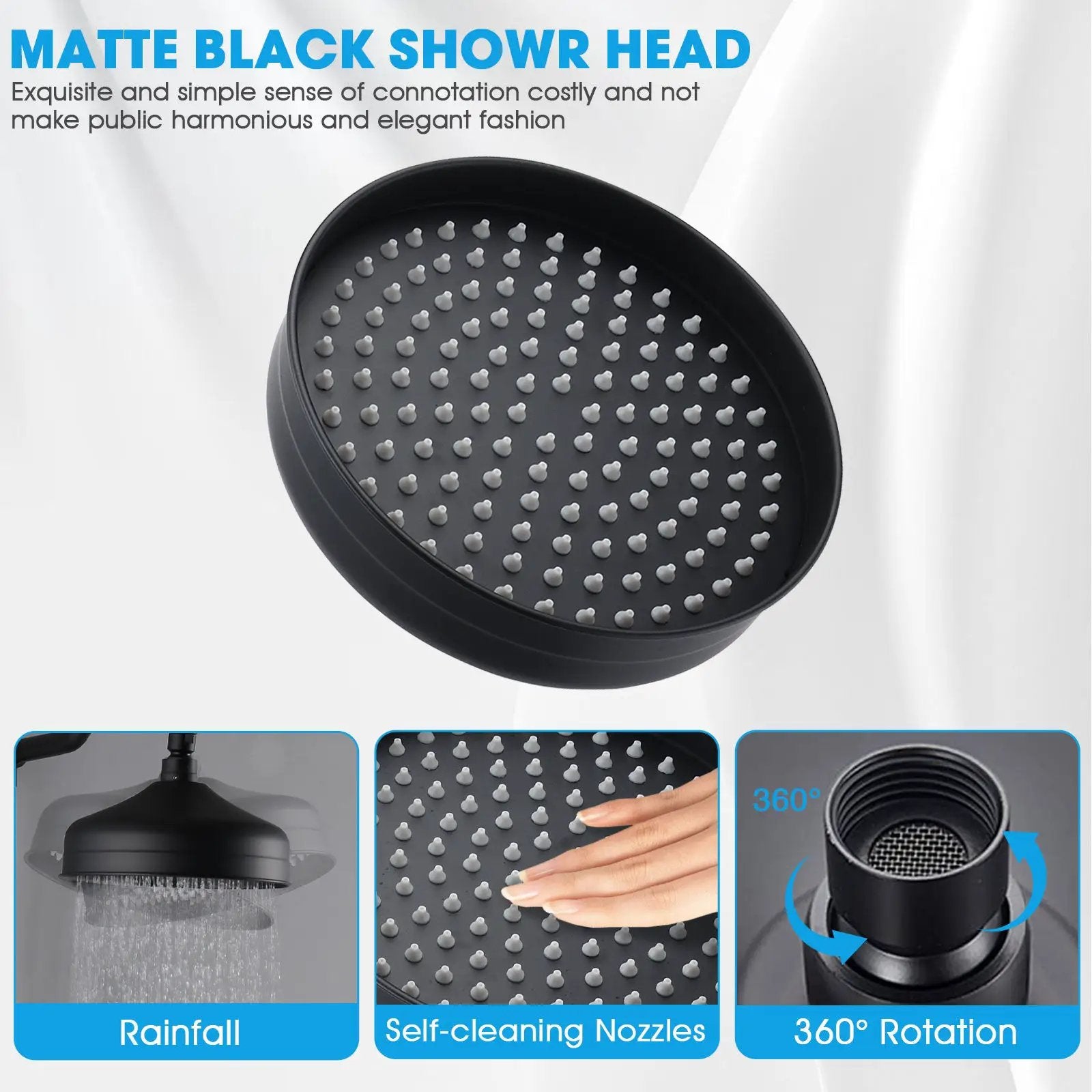 8-Inch Complete Rain Shower Combo System, Matte Black by HouseOfZazla