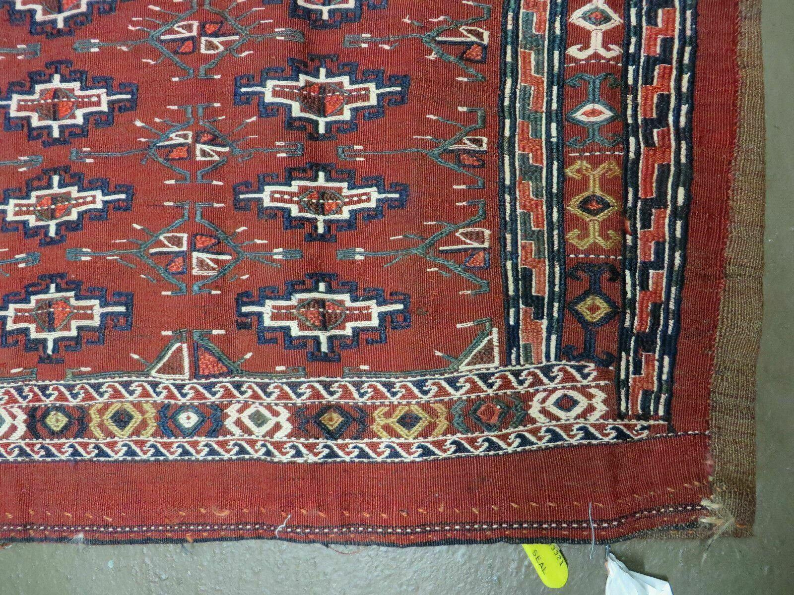 45" X 32" Antique Handmade Bokhara Turkoman Yomud Chuval Wool Rug Soumak NICE by Jewel Rugs