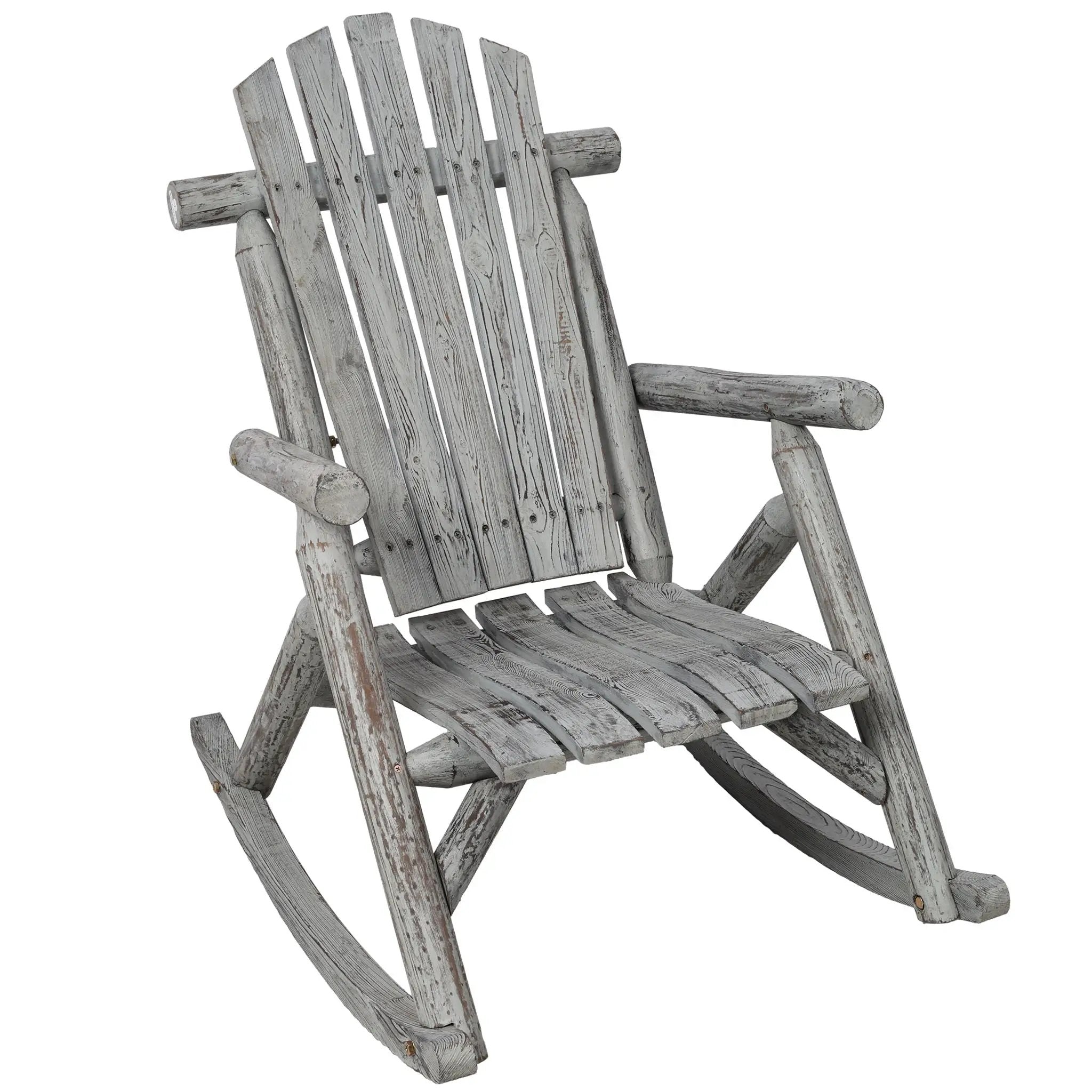 Durable Wooden Porch Rocker, Fir Log Rocking Chair by Unique Piece Furniture