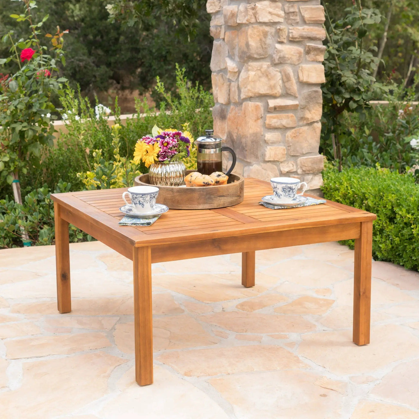 Perla Rustic Square Coffee Table with Block Legs by HouseOfZazla