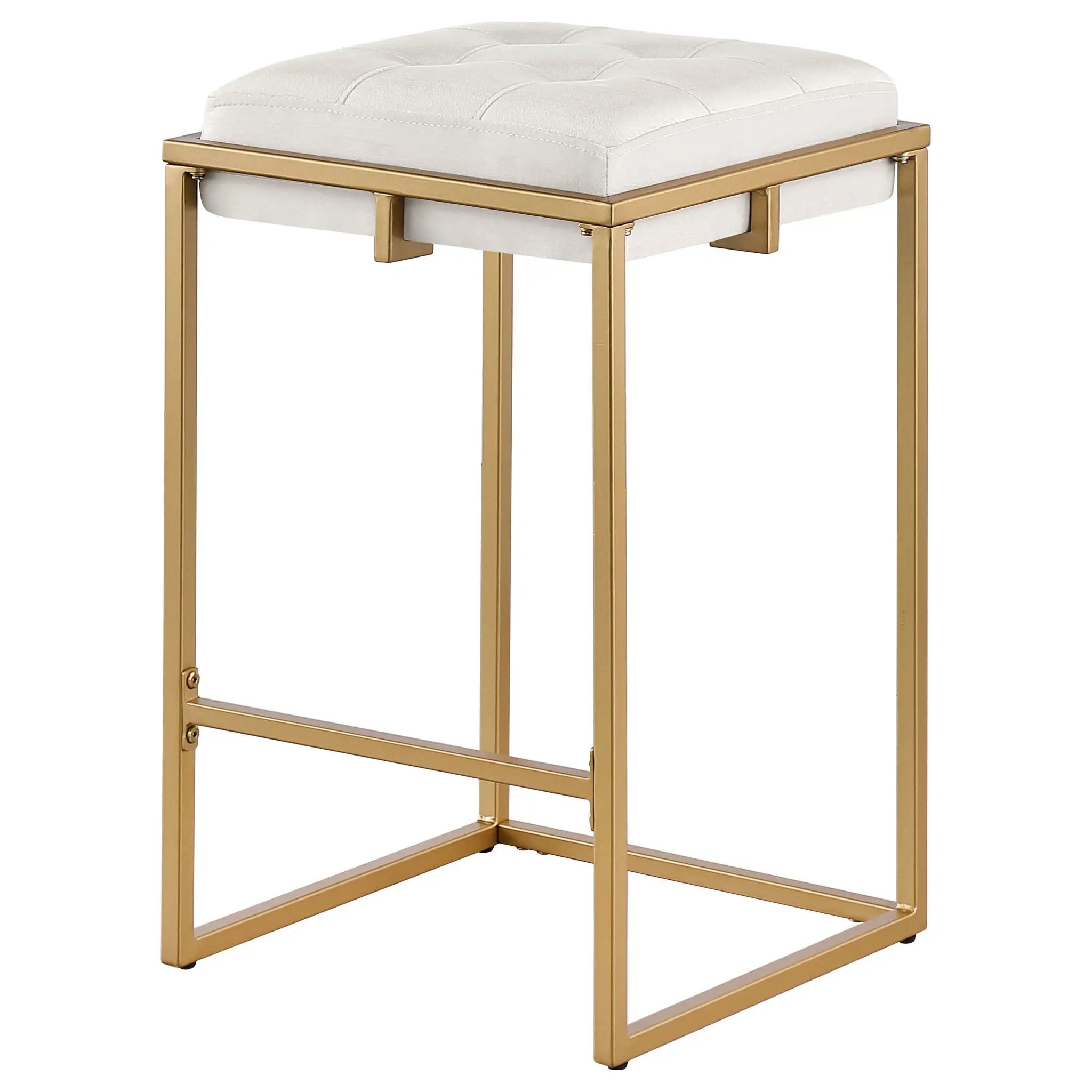 Square Counter Height Stools (Set of 2) - Beige / Gold by HouseOfZazla