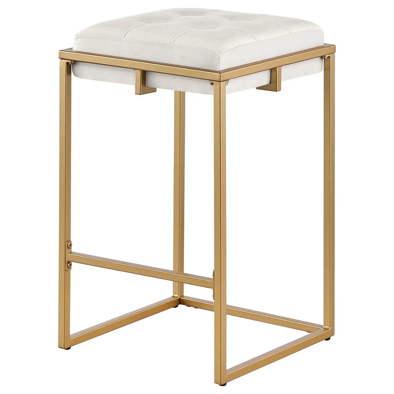 Square Counter Height Stools (Set of 2) - Beige / Gold by HouseOfZazla