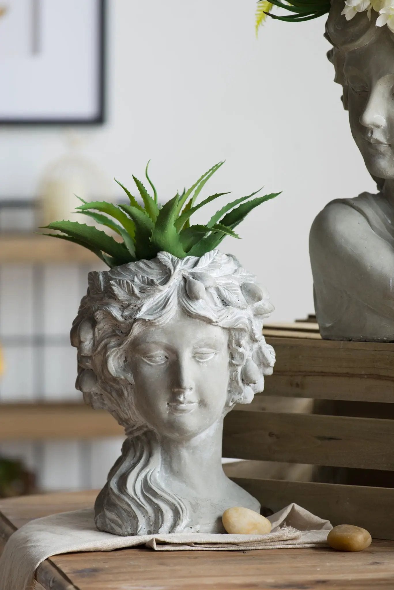 Cement Bust Wall Planter Indoor Outdoor Home Garden Decor, 8 - Gray by HouseOfZazla