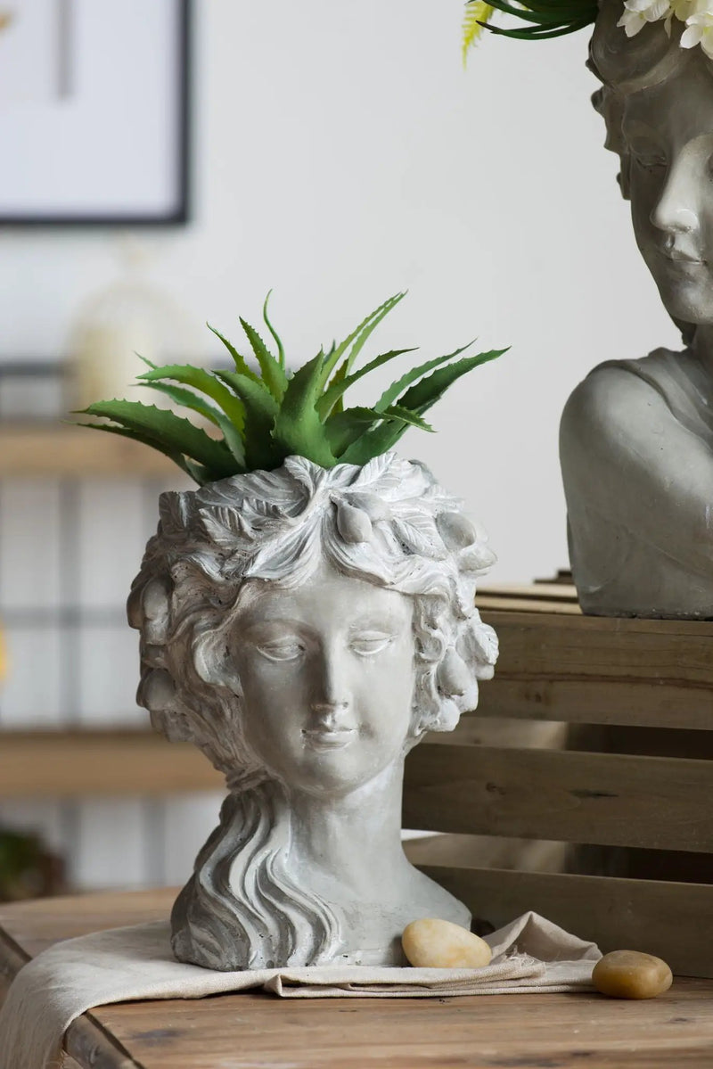 Cement Bust Wall Planter Indoor Outdoor Home Garden Decor, 8 - Gray by Unique Piece Furniture