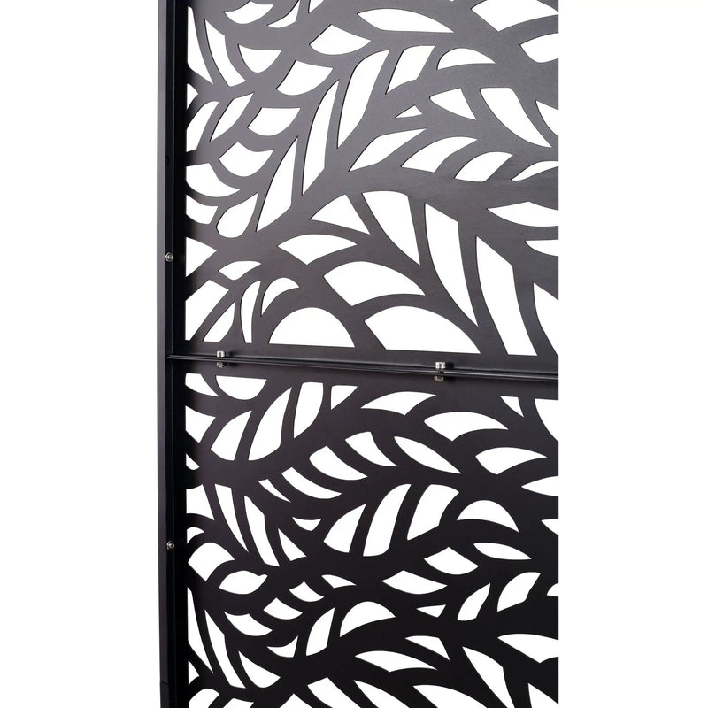 Outdoor & Indoor Privacy Screen Metal Privacy Screen, Freestanding Decorative Privacy Screen For Deck Balcony Patio - Black by HouseOfZazla
