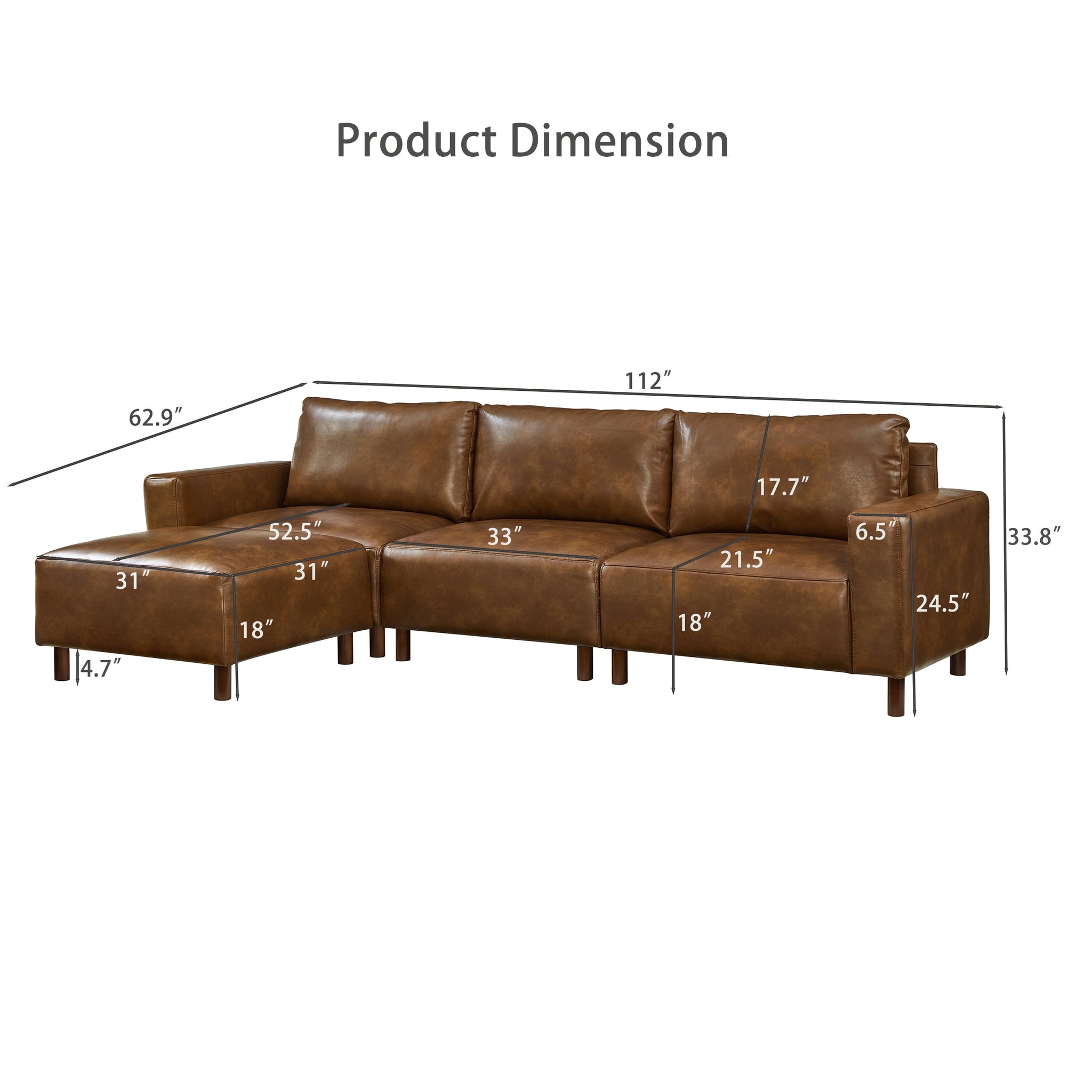 Modern Luxury Sectional Sofa with Convertible Ottoman by HouseOfZazla