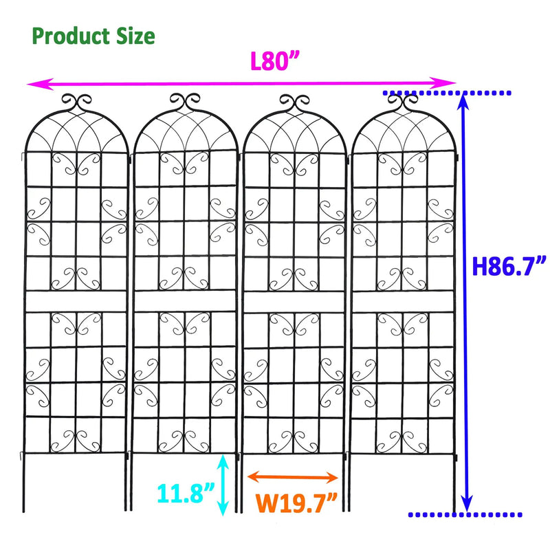 Metal Garden Trellis 4 Pack Rustproof Climbing Plant Supports by HouseOfZazla