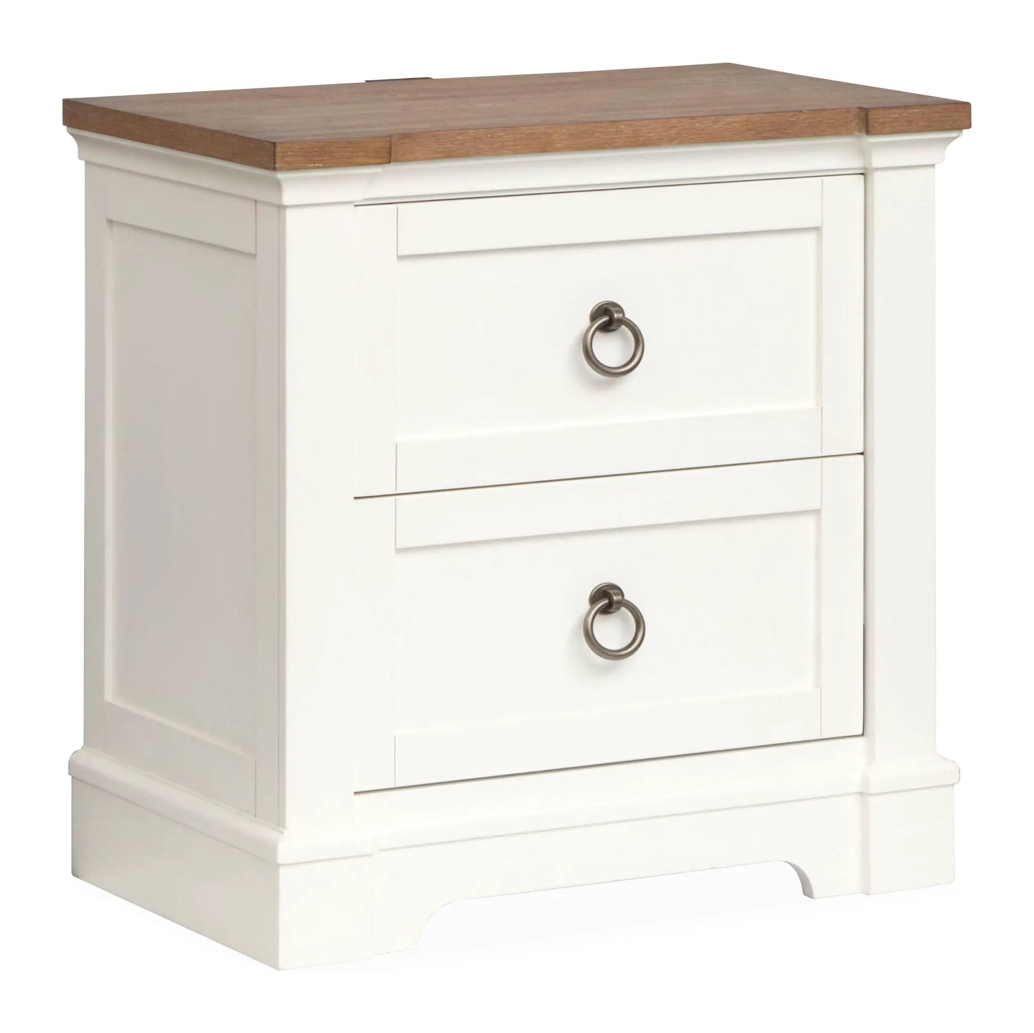 Kingston - Drawer Nightstand - Whisper White And Cerused Nutmeg by Unique Piece Furniture
