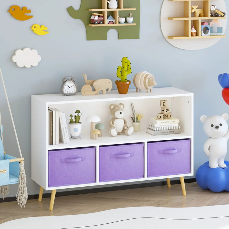 Bookcase With Collapsible Drawers, Book Display Organizer by HouseOfZazla