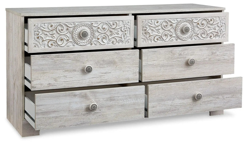 Paxberry - Six Drawer Dresser - Weatherworn - Whitewash by Unique Piece Furniture