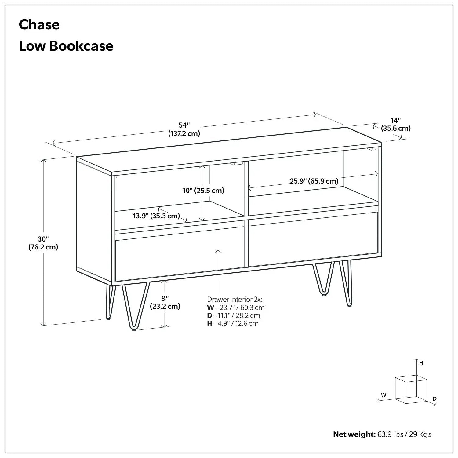 Chase - Low Bookcase - Rustic Natural Aged Brown by HouseOfZazla