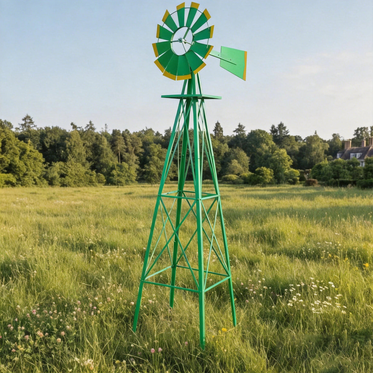 8FT Decorative Garden Windmill with Heavy Duty Steel Frame - Metal, photo 5 of 8