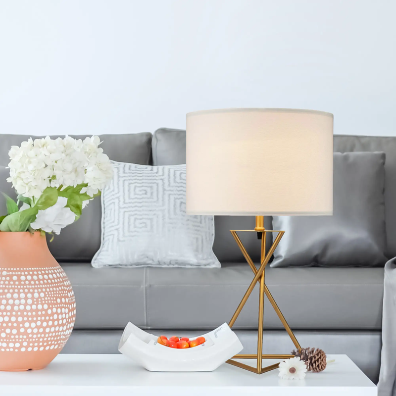 26.25" Tall Ester Mid-Century Metal Table Lamp in Matte Gold by HouseOfZazla