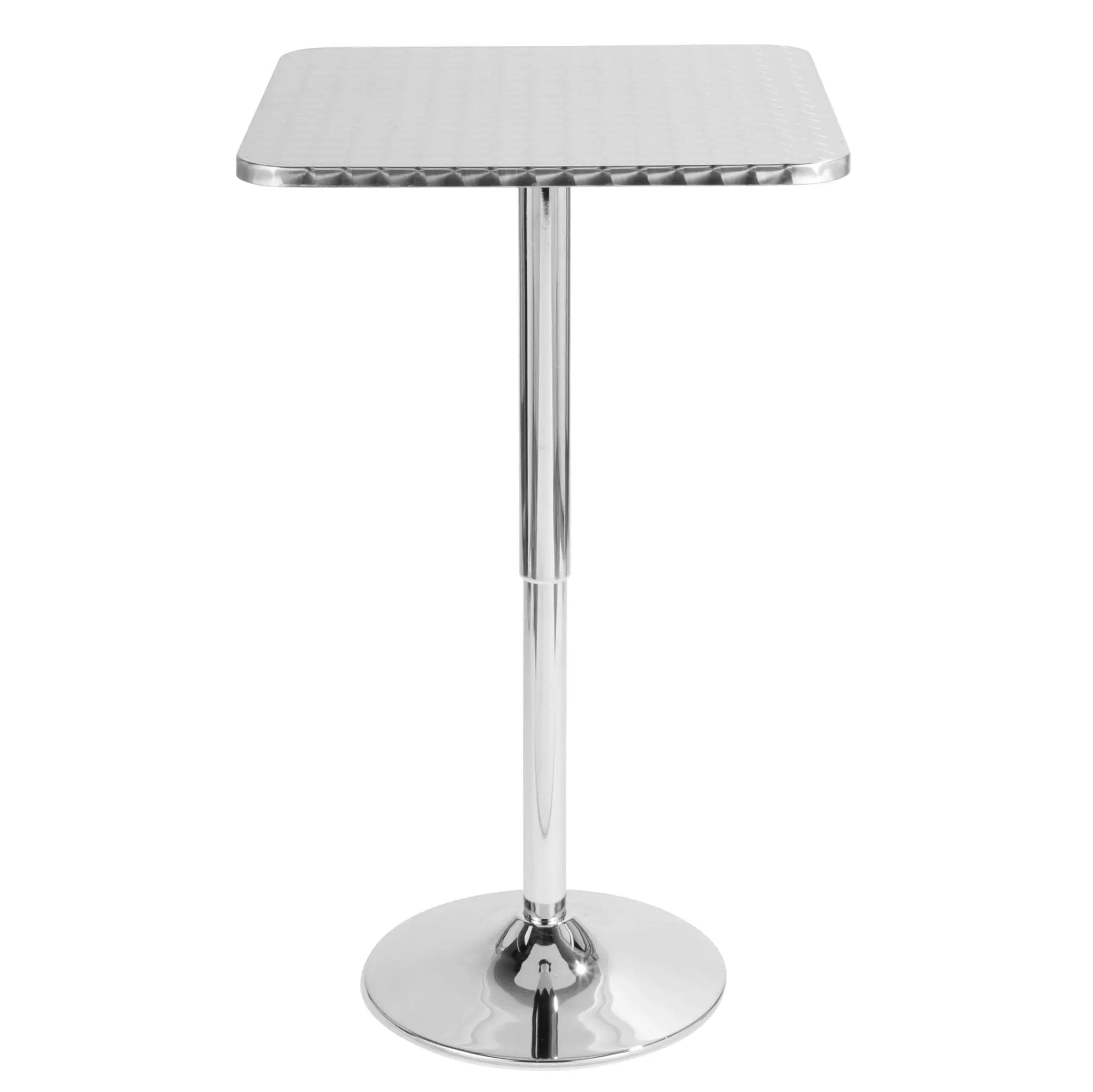 Bistro - Contemporary Adjustable Square Bar Table - Silver by HouseOfZazla