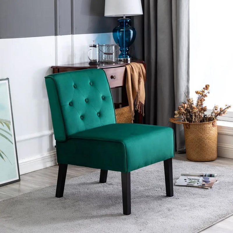 Reese - Living Room Armless Button Tufted Pattern Accent Chair (Set of 2) by HouseOfZazla