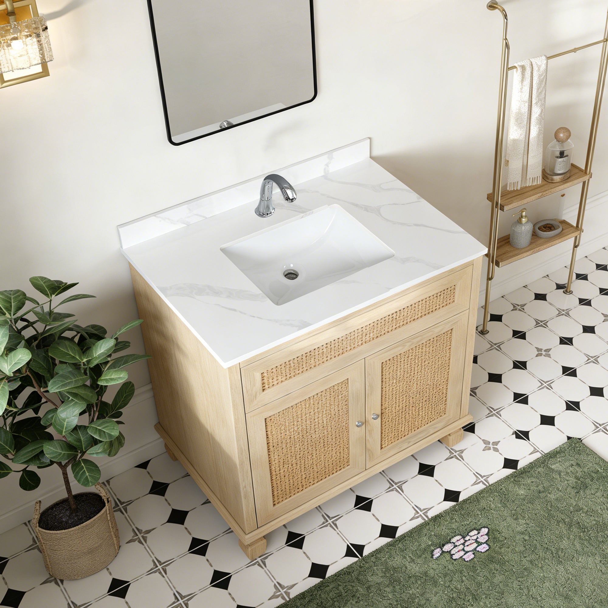 37-inch Quartz Bathroom Vanity Top with Undermount Single Bowl by HouseOfZazla
