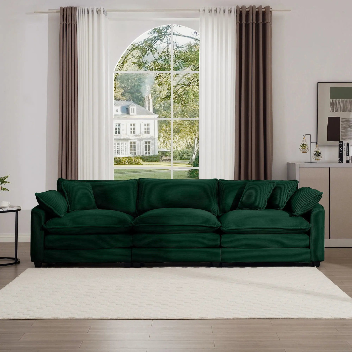 Mid-Century Modern 3 Seater Sectional Sofa With Arm And Throw Pillows by HouseOfZazla