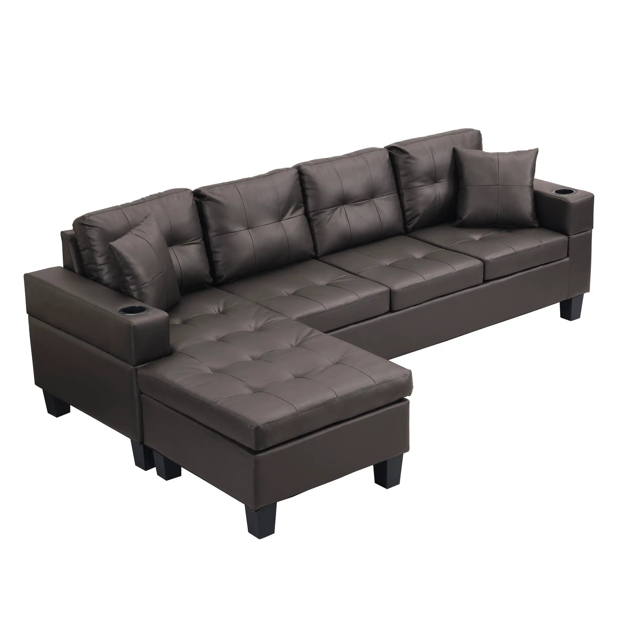 Modern Sectional Sofa Set With Chaise Lounge And Cup Holder by Unique Piece Furniture