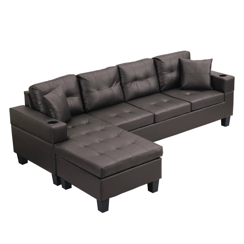 Modern Sectional Sofa Set With Chaise Lounge And Cup Holder by Unique Piece Furniture