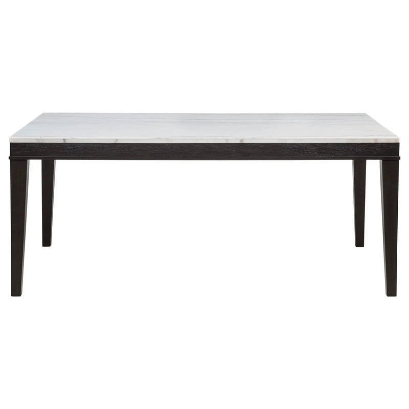 Averill 72-inch Rectangular White Marble Top Dining Table Coffee Bean by Unique Piece Furniture