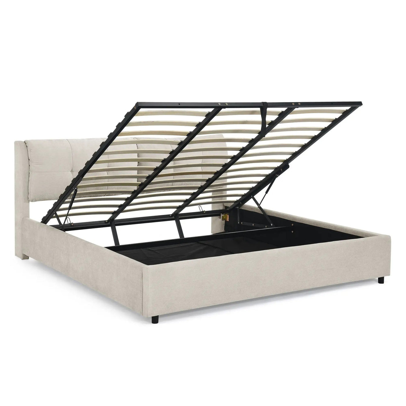 Storage Upholstered Hydraulic Platform Bed With Integrated Headboard by HouseOfZazla