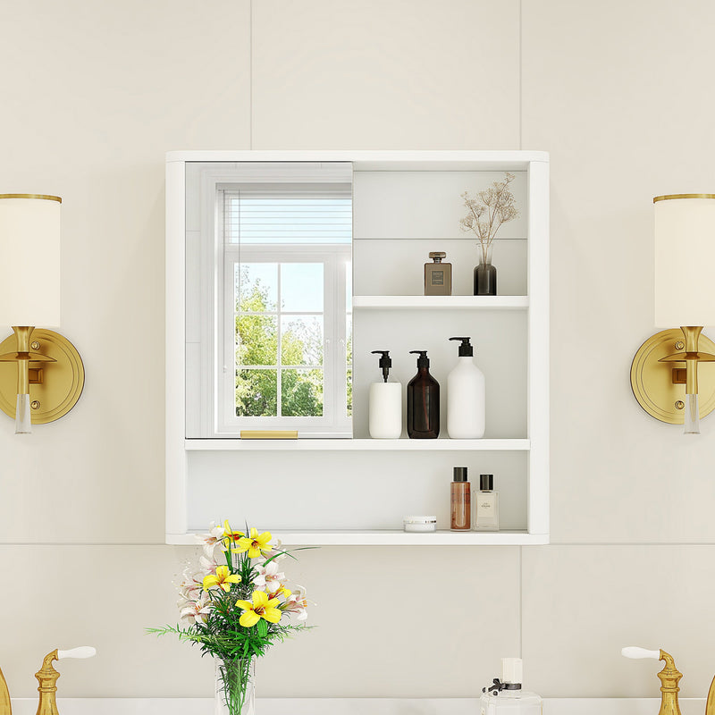 Modern Bathroom Mirror Cabinet with Open Shelves by HouseOfZazla