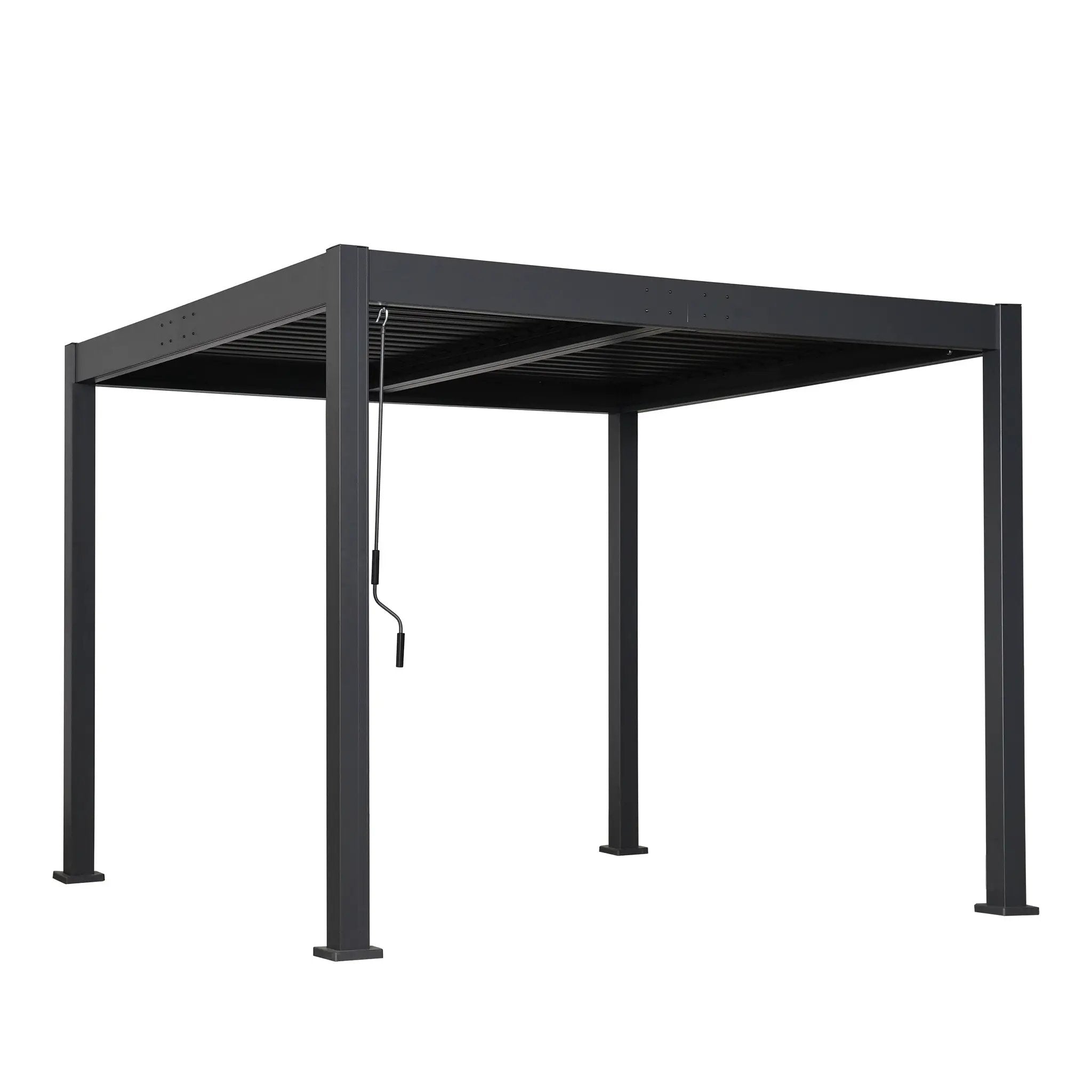 Byron Black Outdoor Pergola Aluminum with Adjustable Louvered Roof by HouseOfZazla