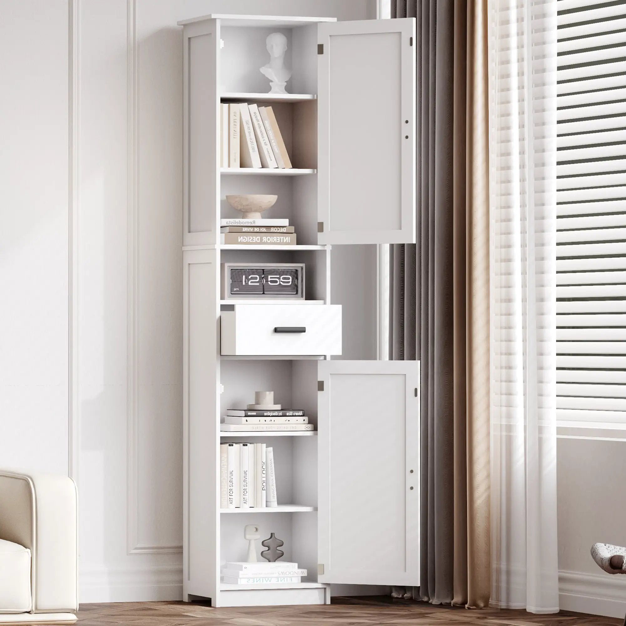 69" H Tall Bathroom Storage Cabinet with 2 Barn Doors and 1 Drawer by HouseOfZazla