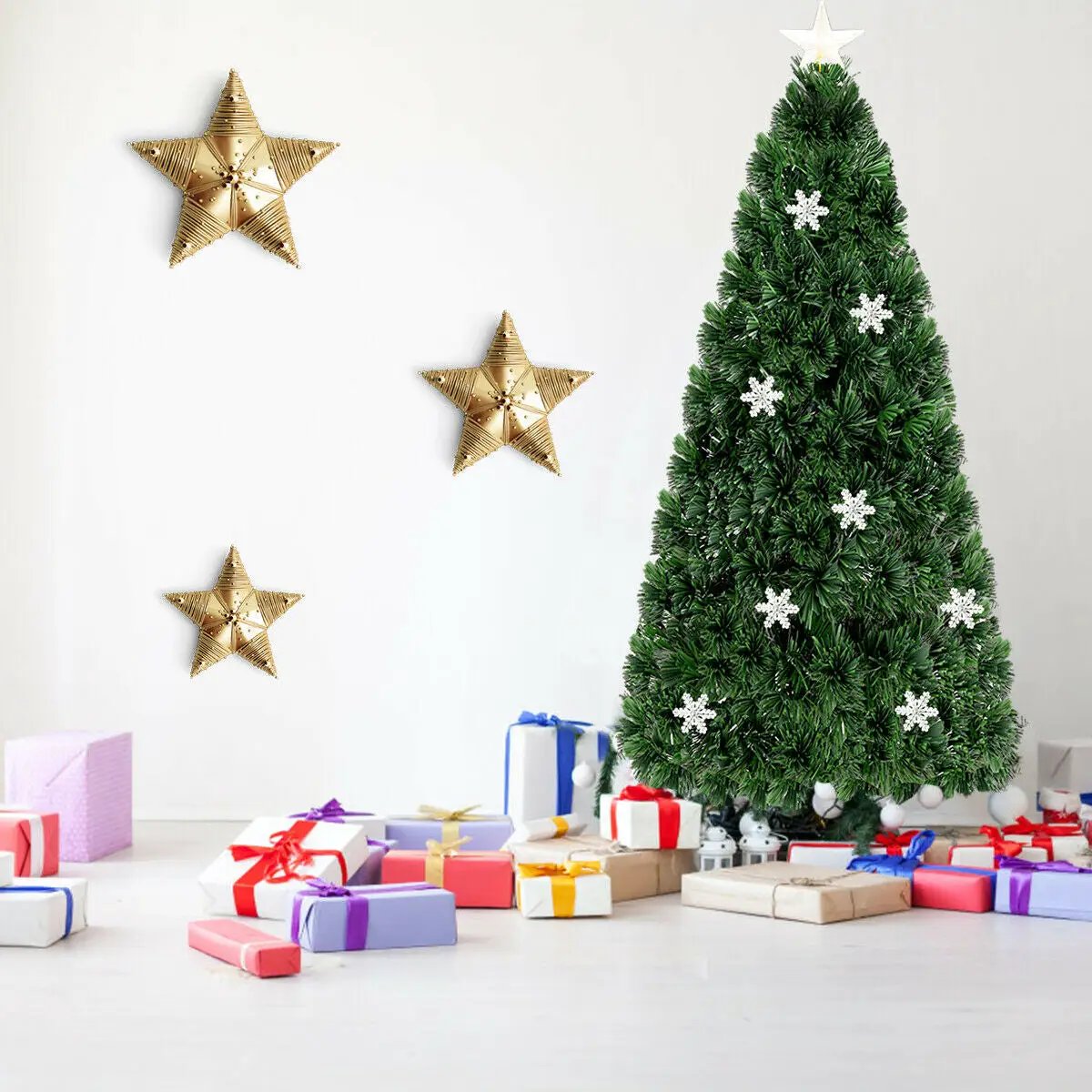 LED Optic Artificial Christmas Tree with Snowflakes by DirectDeals