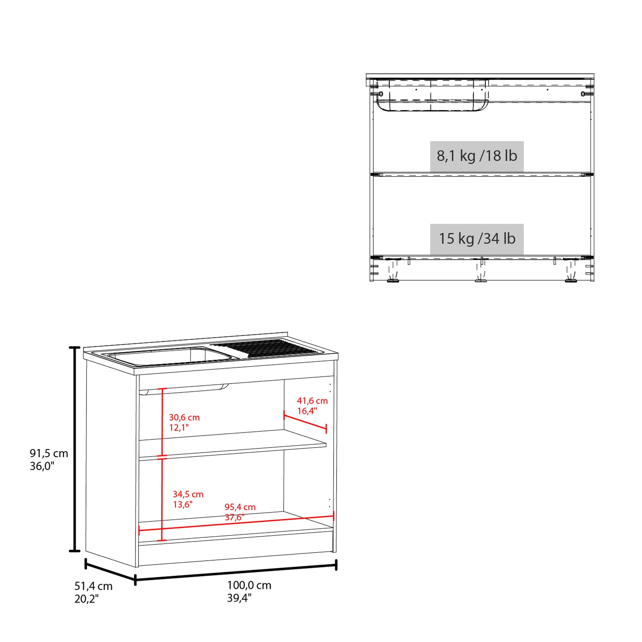 Utility Sink Cabinet 36" H, 2 Doors, 2 Shelves by HouseOfZazla