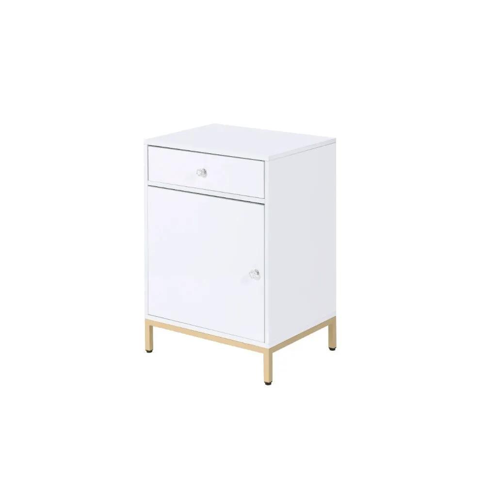 Ottey - Cabinet - White High Gloss & Gold by Unique Piece Furniture