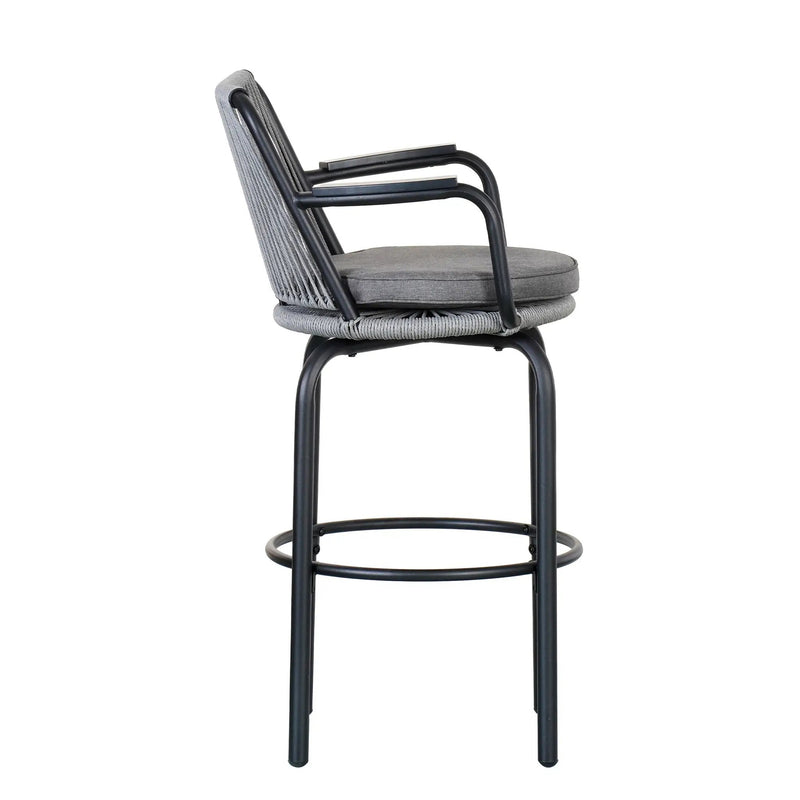 Outdoor Patio Bar Stools 29"H Set of 2, Modern Woven Rattan Rope Bar Height Chair by HouseOfZazla