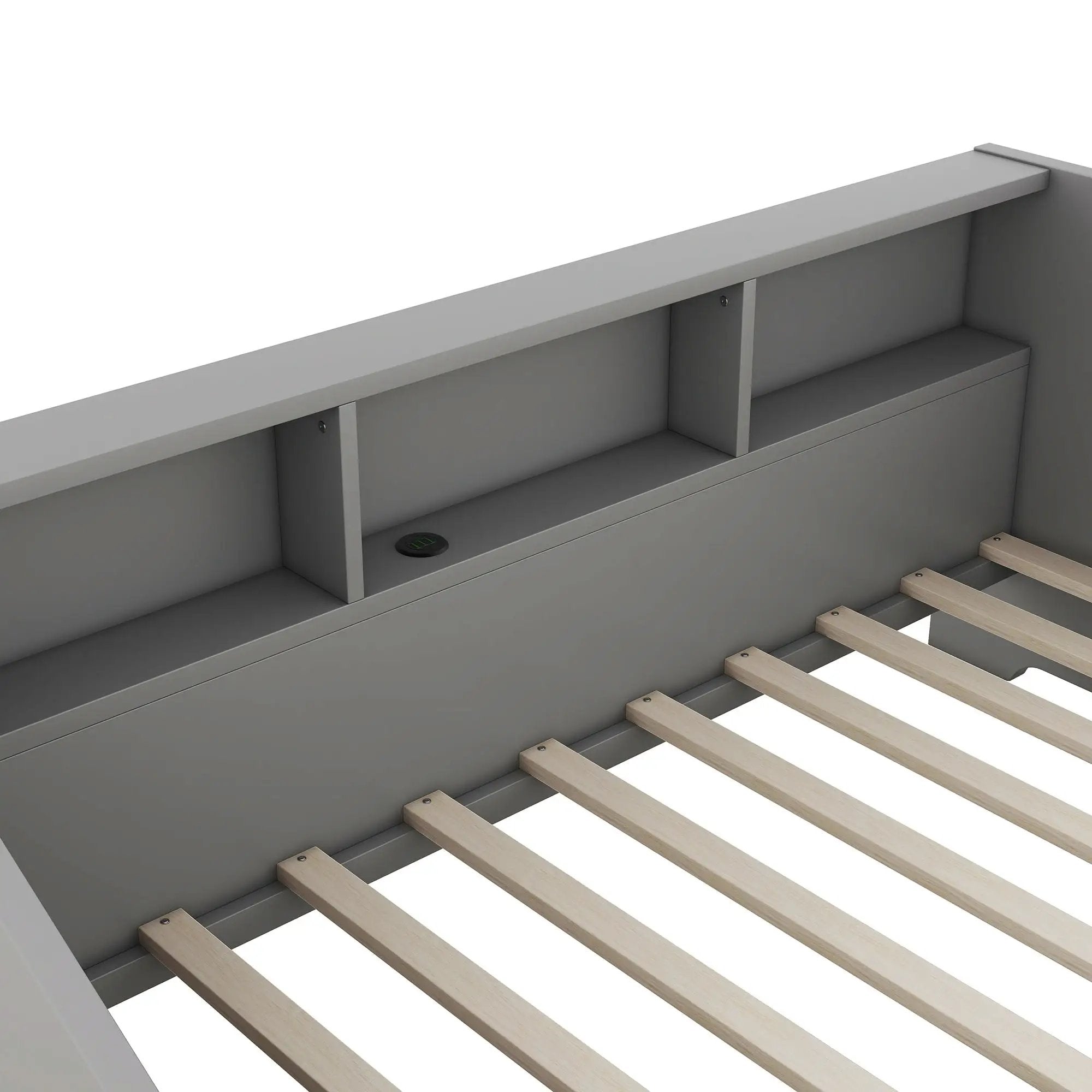 Daybed Frame With Storage Bookcases, 2 Drawers, Charging Station by Unique Piece Furniture
