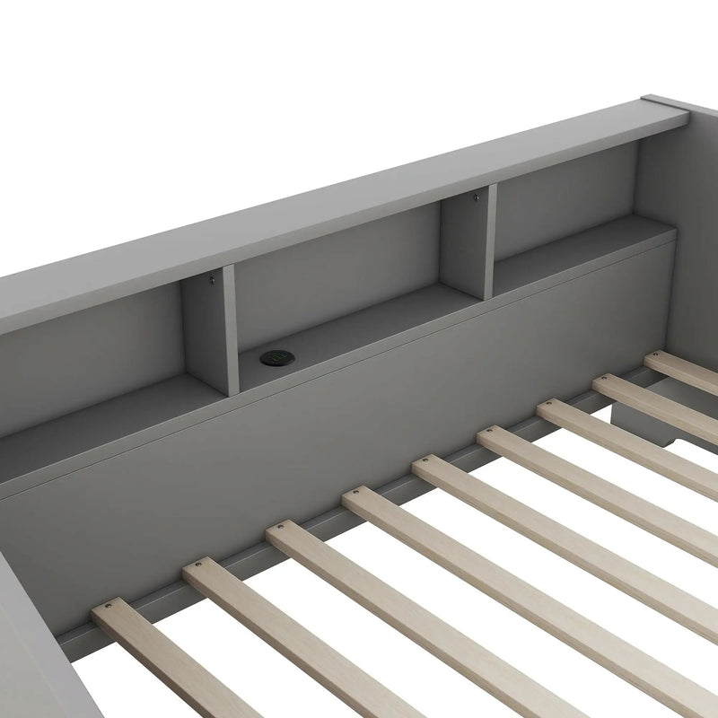 Daybed Frame With Storage Bookcases, 2 Drawers, Charging Station by Unique Piece Furniture