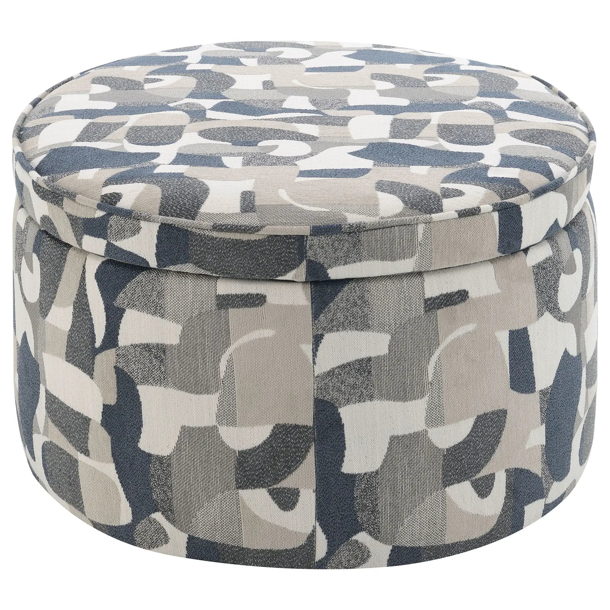 St. Helena - Oval Storage Ottoman With Removable Top - Indigo