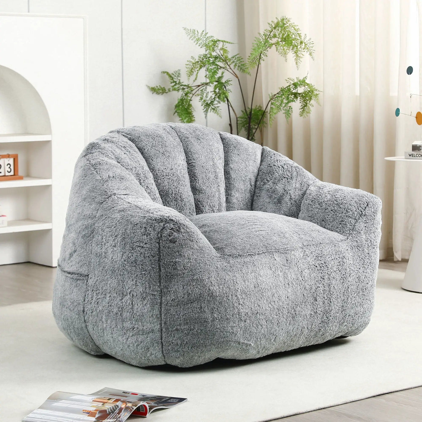 Beanbag Chair, Beanbag Sofa Chair With Armrests Stuffed High Density Foam by Unique Piece Furniture