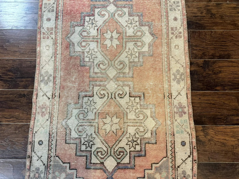 Antique Turkish Runner Rug 3 x 9.6, Farmhouse Rug, Geometric Runner, Handmade, Vintage Rug for Modern Home by Jewel Rugs