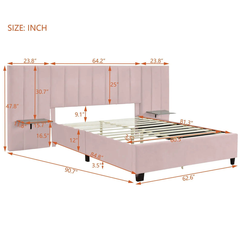 Upholstered Platform Bed With Big Headboard by Unique Piece Furniture