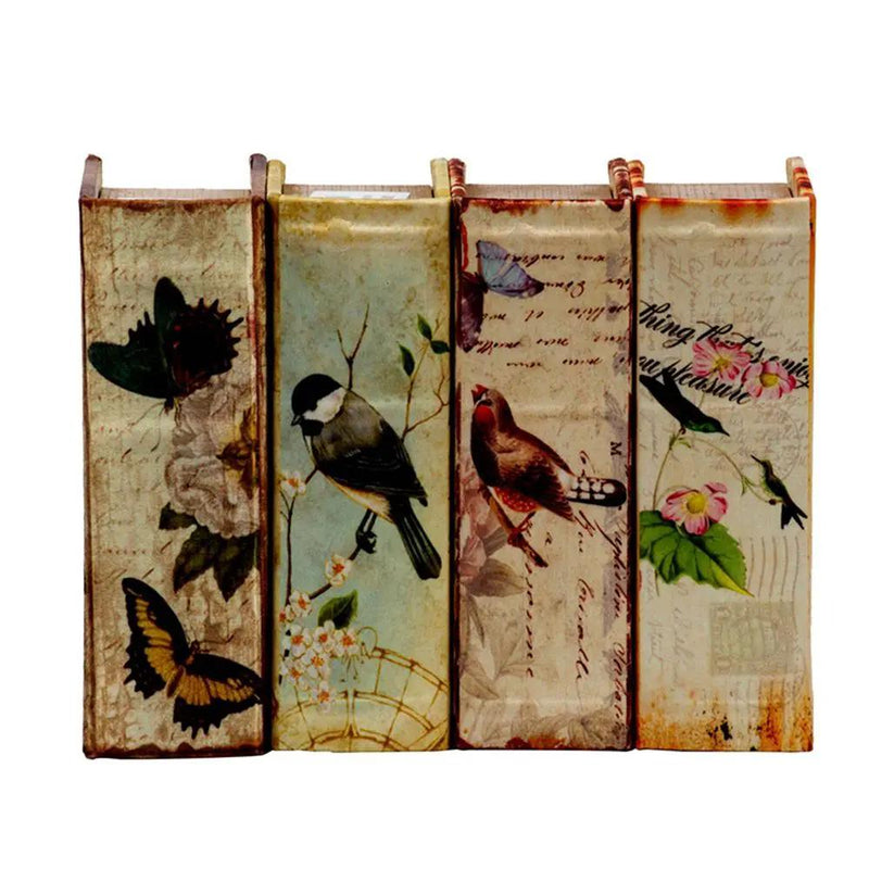 Book Boxes With Birds, Flowers, And Handwriting Design (Set of 4) - Multi by HouseOfZazla
