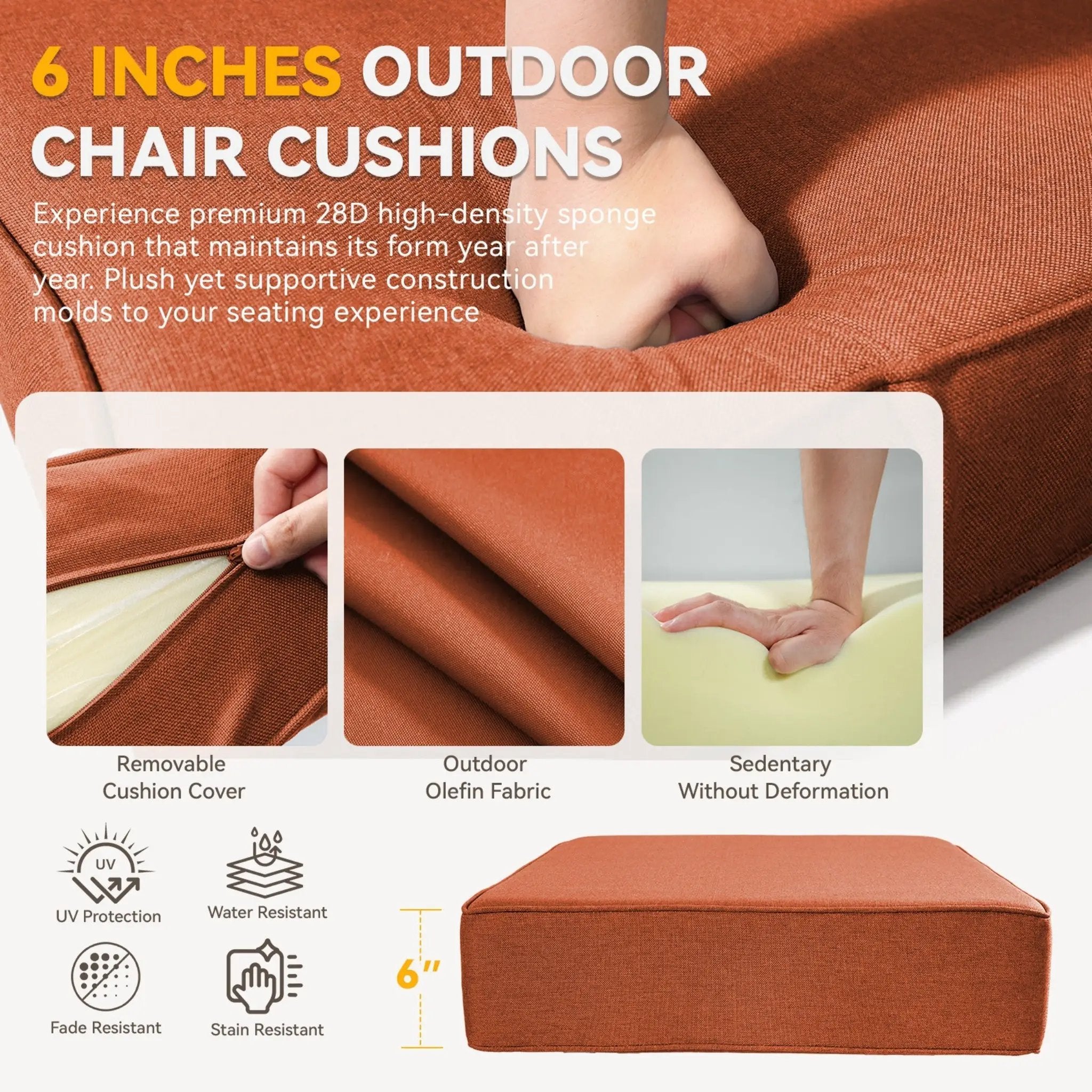 6" Thicker Outdoor Chair Cushion Set by HouseOfZazla