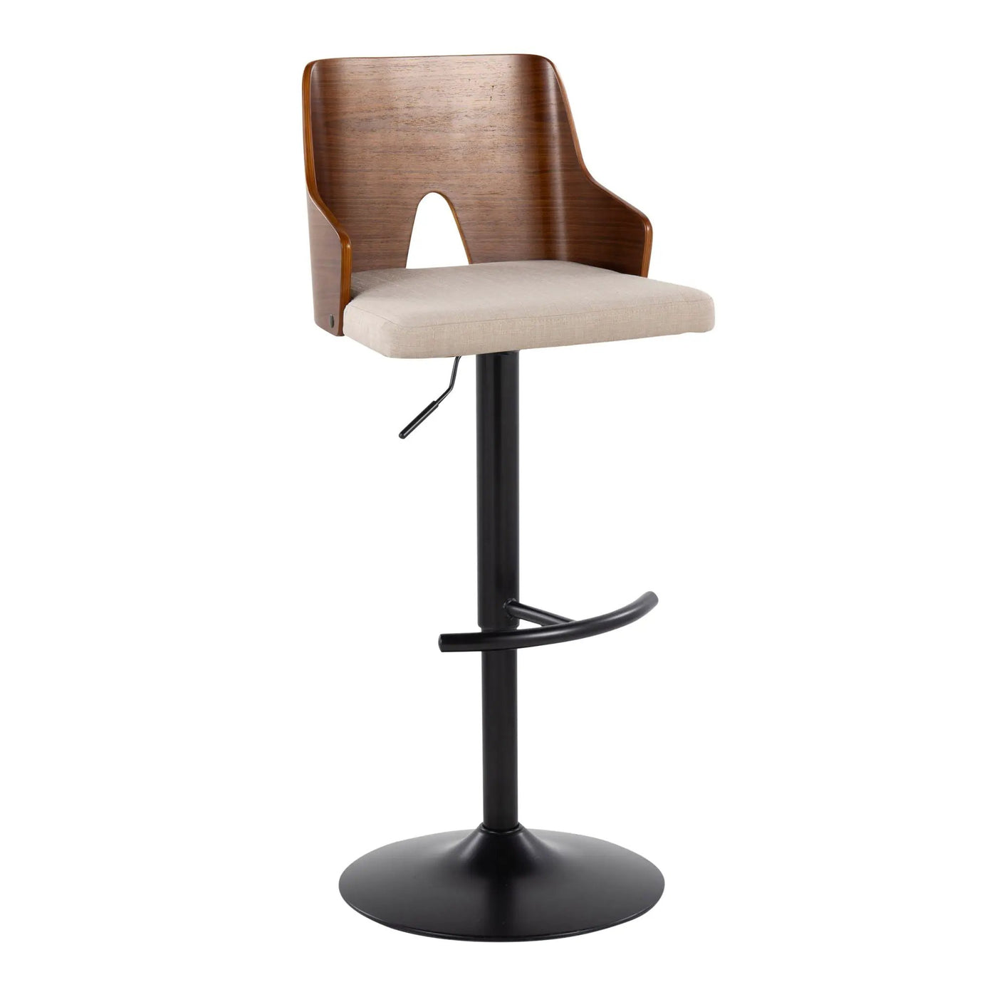 Ariana - Mid Century Modern Adjustable Barstool Stool With Swivel With Rounded T Footrest (Set of 2) by HouseOfZazla
