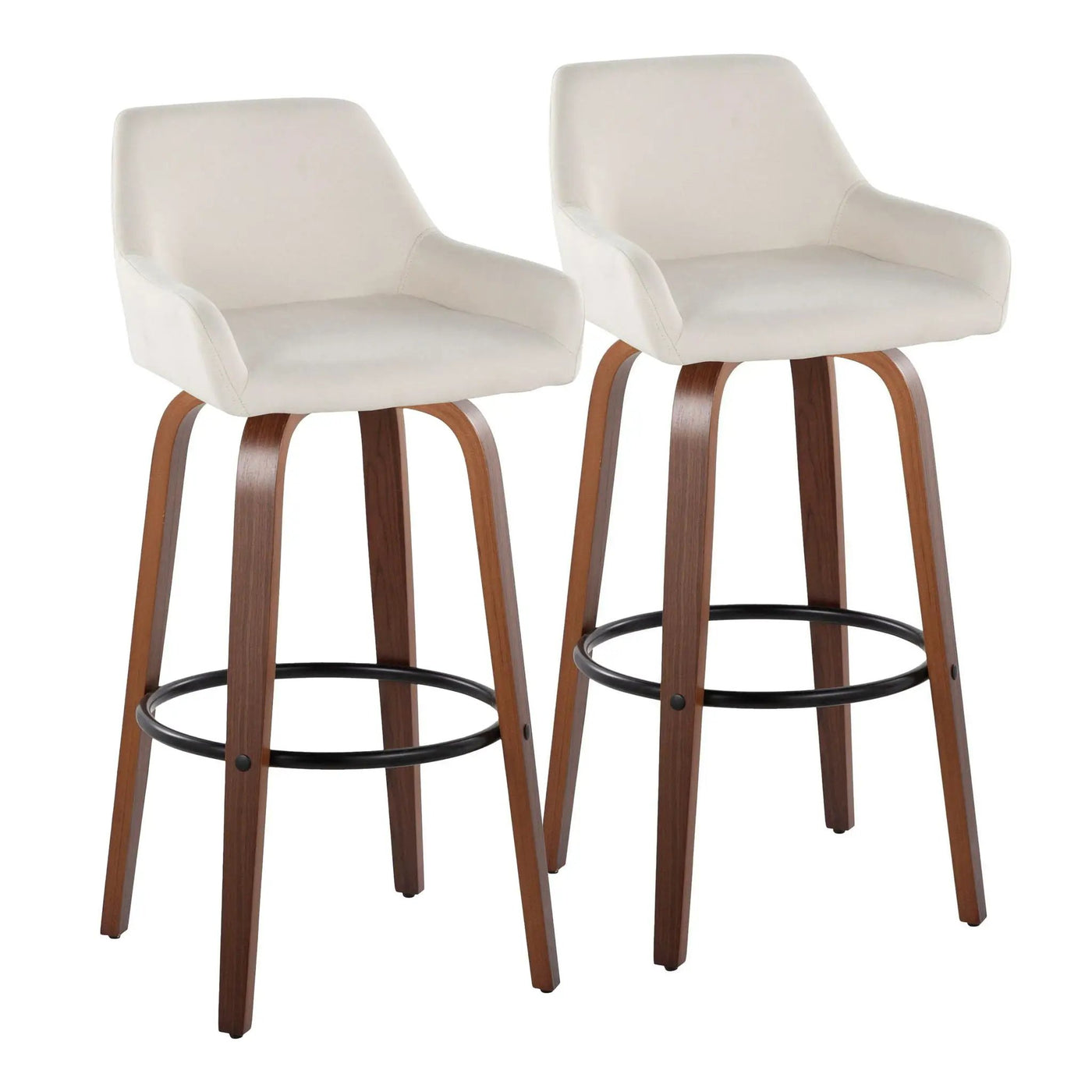 Daniella - Contemporary Fixed Height, Barstool & Swivel And Round Footrest (Set of 2) by HouseOfZazla
