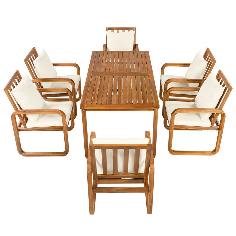 7 Piece Outdoor Patio Dining Set With Removable Cushions by HouseOfZazla