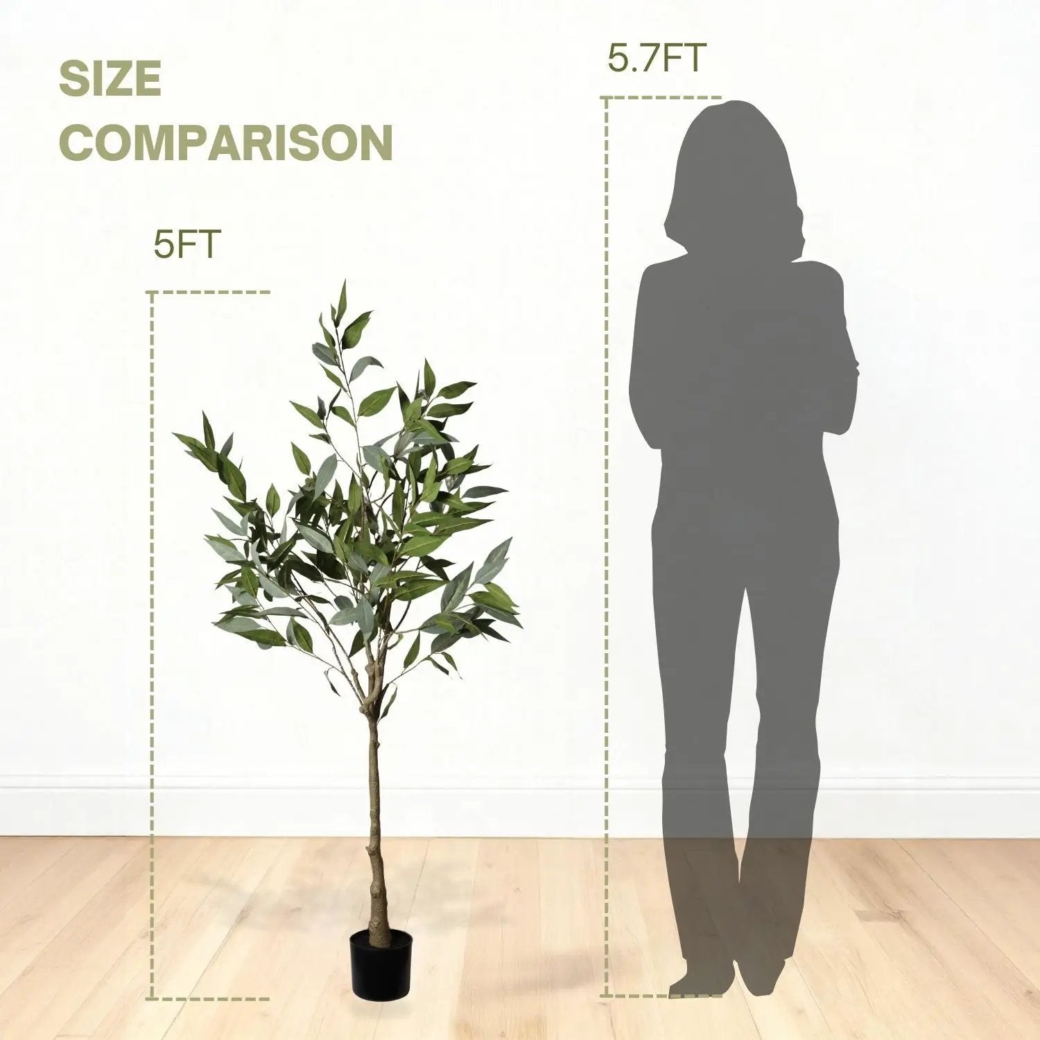 5Ft Realistic Artificial Eucalyptus Tree In Pot With Lush Leaves For Home Office Decor - Green Leaves by Unique Piece Furniture