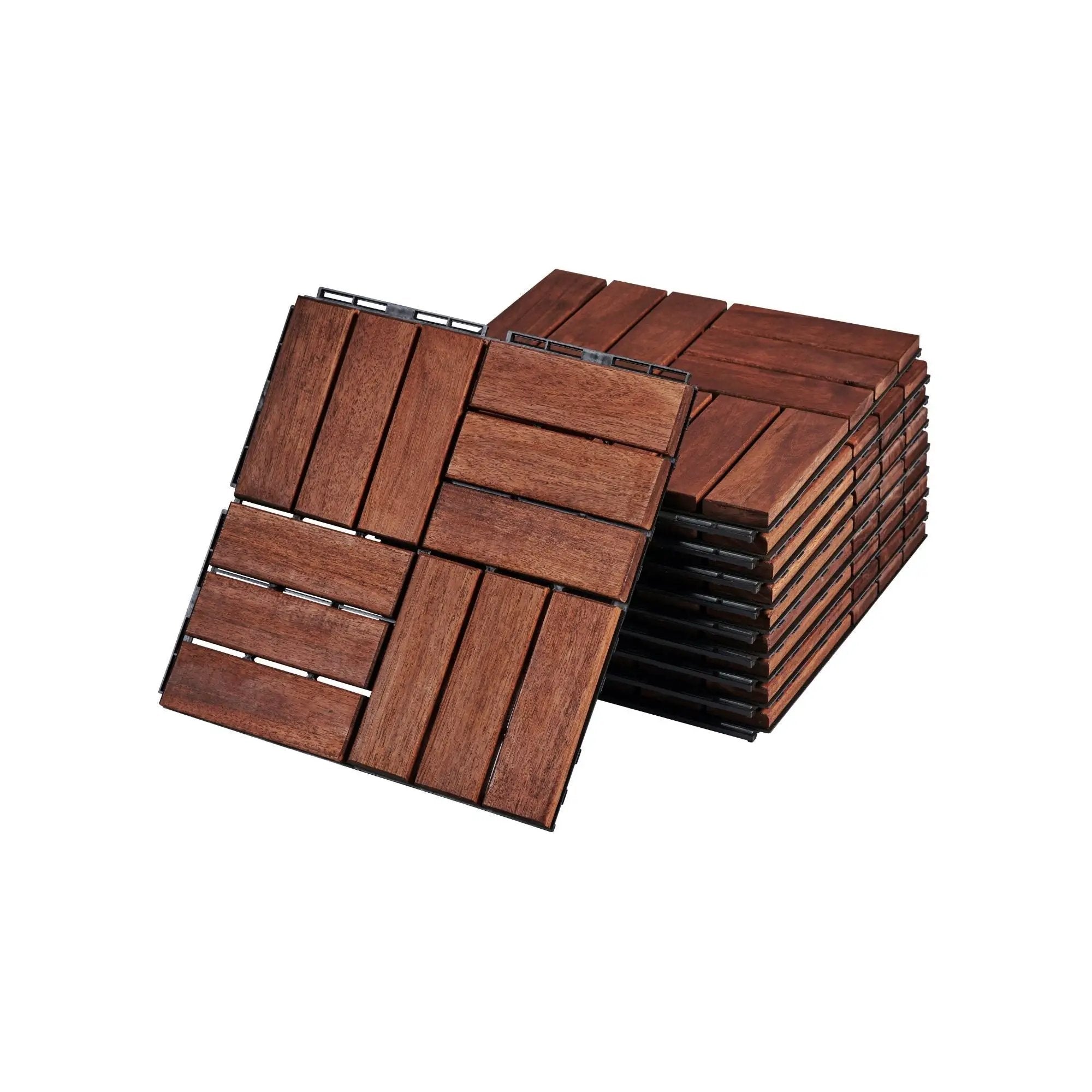 Interlocking Deck Tiles Checker Pattern, Square Acacia Hardwood Outdoor Flooring For Patio, Bancony, Pool Side by HouseOfZazla