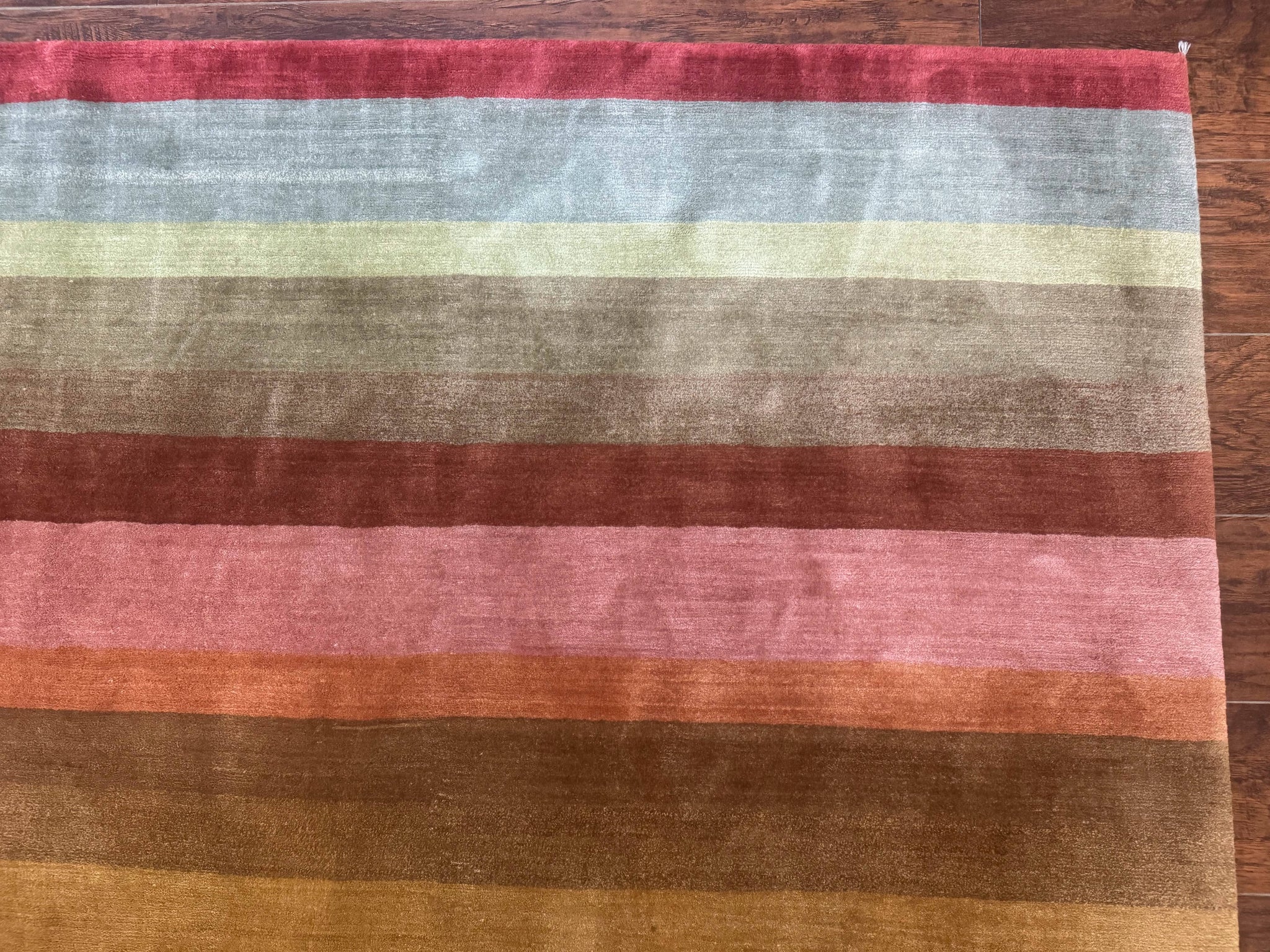 Modern Persian Gabbeh Rug 8x10, Multicolor Stripes, Soft Thick Wool Pile by Jewel Rugs
