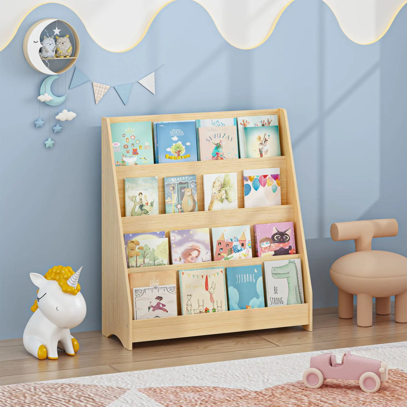 4 Tier Bookshelf, Toddler Book Display Shelves by HouseOfZazla