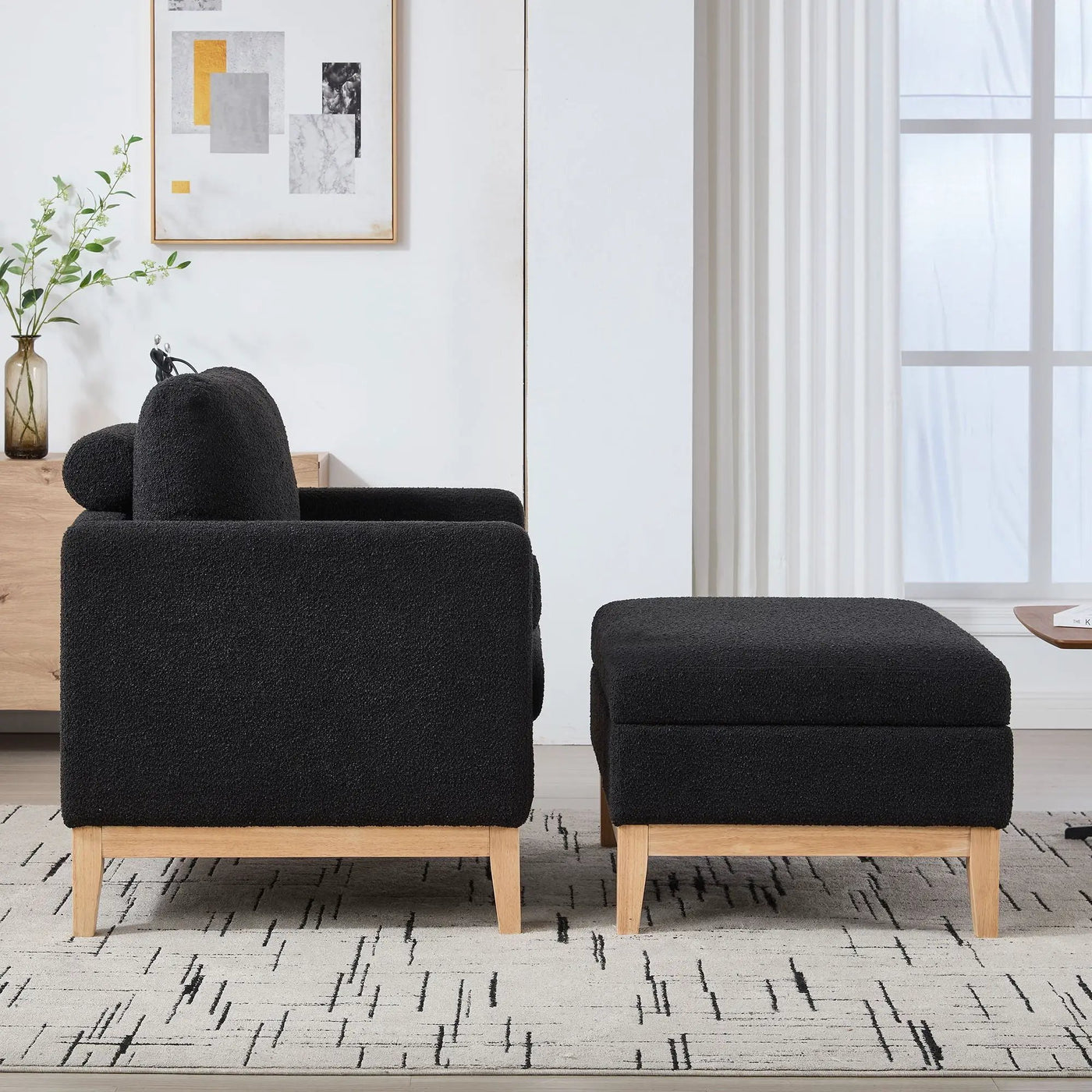 Oversized 360 Degree Swivel Barrel Accent Chair And Ottoman Set With Storage by HouseOfZazla
