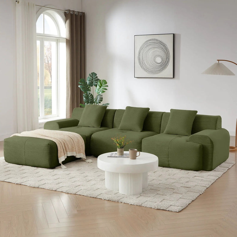 L Shaped Modular Sectional Sofa And Movable Ottoman by Unique Piece Furniture